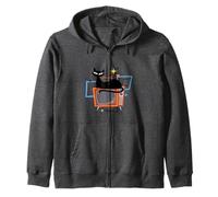 Retro Atomic Age Mid-Century Cat Vintage TV Modern Felpa con Cappuccio
