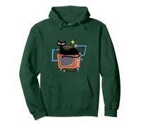 Retro Atomic Age Mid-Century Cat Vintage TV Modern Felpa con Cappuccio
