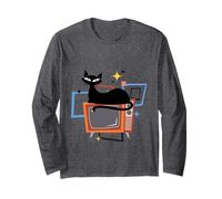 Retro Atomic Age Mid-Century Cat Vintage TV Modern Maglia a Manica