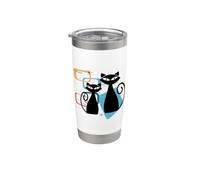 Retro Atomic Age Mid-Century Twin Cat Vintage Modern Design Bicchiere termico in acciaio inox doppia parete