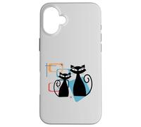 Retro Atomic Age Mid-Century Twin Cat Vintage Modern Design Custodia per iPhone 16 Plus