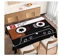 Retro Audio Cassette Plastic Audio Cassette Tape Tovaglia Impermeabile Tovaglia da Tavola Lavabile Copritavolo per Decorazione Feste 137X183Cm