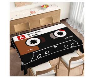 Retro Audio Cassette Plastic Audio Cassette Tape Tovaglia Impermeabile Tovaglia da Tavola Lavabile Copritavolo per Decorazione Feste 137X183Cm