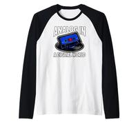 Retro Audiophile Analog in A Digital World Cassette Maglia con Maniche Raglan
