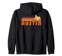 Retro Austin Texas Vintage 70s Tramonto Silhouette Art Felpa con Cappuccio