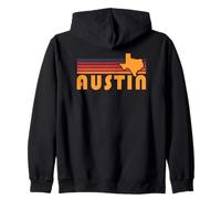 Retro Austin Texas Vintage 70s Tramonto Silhouette Art Felpa con Cappuccio