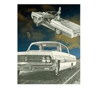 Retro auto paesaggio da sogno collage arte da parete collage surreale vintage