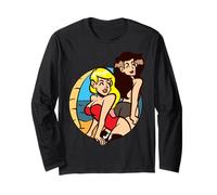 Retrò Babes Sulla Spiaggia Cartoon Vibes Maglia a Manica