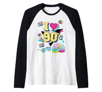 Retro Back To 90's Novelty Graphic T-Shirts & Cool Designs Maglia con Maniche Raglan