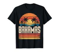 Retro Bahamas Beach Summer Vacation Sunset Palm Trees Maglietta