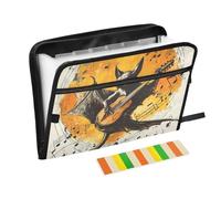 Retro Bat Music File Pocket Folder 13 Tasche A4 Formato Lettera con Chiusura a Cerniera per Forniture Ufficio Archiviazione Portafoglio expando