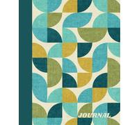 Retro Bauhaus Geometric Notebook: Lined Journal, 7.5" x 9.25" 110 pages with Original Mid Century Modern Design in Cool Blues and Greens with a Textured Background