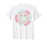 Retro Beach Bum Happy Face Palme Leopard Groovy Estate Maglietta