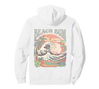 Retro Beach Bum Surf Wave Vintage Tropical Tramonto Estetica Felpa con Cappuccio