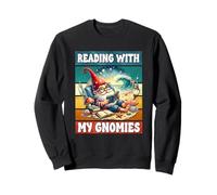 Retro Beach Gnome Reading Book Graphic Funny Teacher Summer Felpa