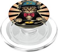 Retro Beats Feline DJ Cat Retro Synthwave Kitty Mix PopSockets PopGrip per MagSafe