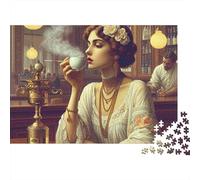 Retro Beauty Puzzle 1000 Pezzi Tea Time in Cartone Per Adulti Decorare Casa Passare Il Tempo Set Completo Offerta Speciale Con Poster 38x26cm/1000pcs