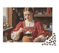 Retro Beauty Puzzle Da 1000 Pezzi Pancake Chef in Cartone Spessore Per Appassionati Tempo Libero Decorare Casa Interlocking Set Completo 52x38cm/1000pcs