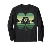 Retro Beaver Shamrock Patricks Day da donna, uomo e bambino Maglia a Manica