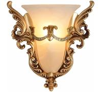 Retro Bedside Wall Lamp, Resin Retro Gold Wall Lights, E14 Light Source Glass Lampshade Wall Bedside Lamp, Hotel Bedroom Living Room Restaurant Led Wall Sconces