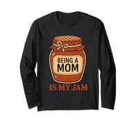 Retro Being a Mom Is My Jam Strawberry Jar Cute Mother’s Day Maglia a Manica