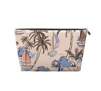 Retro belle barche palme, Borsa da toilette Borsa per trucco Borsa per cosmetici Borsa da toilette da viaggio portatile
