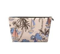 Retro belle barche palme, Borsa per il trucco Borsa per cosmetici Borsa da toilette da viaggio portatile Borsa da toilette