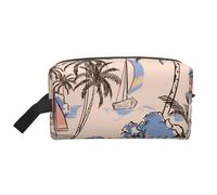 Retro belle barche palme, Borsa per il trucco Borsa per cosmetici Borsa da viaggio portatile da viaggio Borsa per trucco Organizer