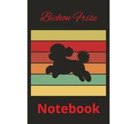 Retro Bichon Frise Silhouette Dog Lover Gift: Stylish Bichon Frise notebook featuring a vintage striped background and cute dog silhouette design for pet lovers, students, and dog owners.