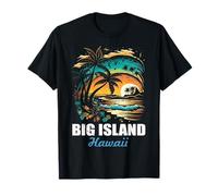 Retro Big Island Hawaii Tramonto Vintage Vacanza Souvenir Maglietta