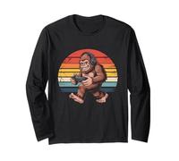 Retro Bigfoot Gamer Giocare Console Videogiochi Sasquatch Maglia a Manica