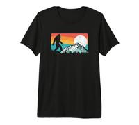 Retro Bigfoot Silhouette Rocky Mountains 80s Graphic Maglietta Premium