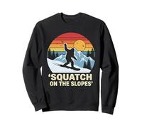 Retro Bigfoot Snowboard Montagna Tramonto Inverno Sasquatch Felpa