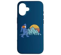 Retro Bigfoot Sun & Mountain State Flag of Colorado Graphic Custodia per iPhone 16