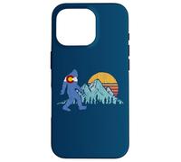 Retro Bigfoot Sun & Mountain State Flag of Colorado Graphic Custodia per iPhone 16 Pro