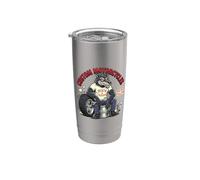 Retro Biker: Custom Motorcycles Lowbrow Wolf Rockabilly 50s Bicchiere termico in acciaio inox doppia parete