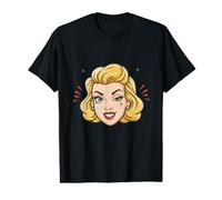 retrò Bionda Donna Winking Pop Art Style Maglietta con Stampa Grafica Economica