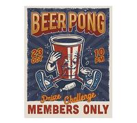 Retro birra pong arte da parete vintage bar decorazione tema gioco arte da...