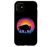 Retro Bisonte Amante Animali, Vintage Bisonte Yak Wildlife Lovers Custodia per iPhone 11