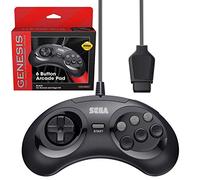 retro-bit Sega Genesis - Controller Arcade Pad a 6 pulsanti per Sega Genesis Porta originale (nero)