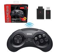 Retro-Bit Sega Genesis - Controller wireless 2,4 Ghz per Sega Genesis Original/Mini, Switch, PC, Mac, include controller, 2 ricevitori e custodia di immagazzinaggio (nero)