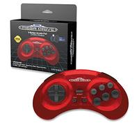 Retro-Bit Sega Mega Drive 2.4 GHz Wireless Controller 8-Button Arcade Pad for Sega Genesis Original/Mini, Switch, PC, Mac - Includes 2 Receivers & Storage Case (Crimson Red) - - Nintendo Switch