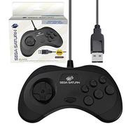 Retro-Bit Sega Saturn - Controller USB per Sega Genesis Mini, PS3, PC, Mac, Steam, Switch - Porta USB (nero)