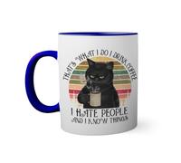 Retro Black Cat Thats What I Do I drink coffee and i know things All'interno colorato blu scuro con tazza corrispondente della maniglia 330ml