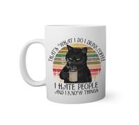 Retro Black Cat Thats What I Do I drink coffee and i know things Tazza bianca | Boccale novità divertente tazze 330ml