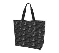 Retro Black Cowboy Hat Print Borsa Impermeabile Sacchetto Della Spesa Riutilizzabile Shopper Bag Per Picnic Lavoro Ufficio
