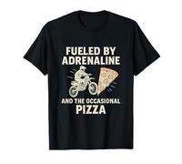 Retro Block Letter Graphic: Alimentato da Adrenaline & Pizza Maglietta