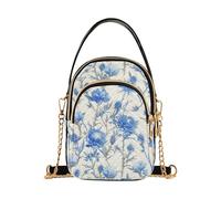 Retro Blue White Roses Thistles and Thorns borse a tracolla da viaggio alla moda per le donne con multi tasche borsa a mano per moglie