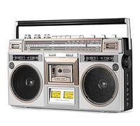 Retro Bluetooth Boombox e lettore CD, lettore di cassette portatile con radio AM/FM, supporta ingresso USB/SD, ideale per viaggi e riunioni di famiglia