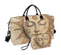Retro Bohemian Tarocchi Astrologia Stella Luna Viaggio Duffel Bags Weekend Bag Sport Palestra Tote Bag con Toiletry Bag per Yoga 2 Pcs Set bolsas para viajar en Avion de Mujer